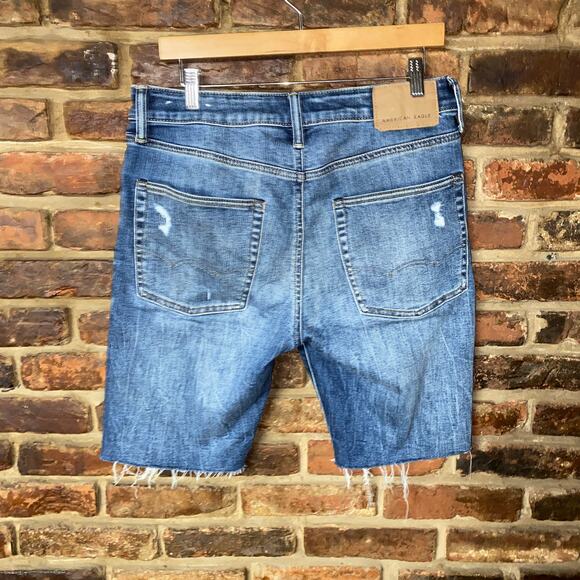 American Eagle Outfitters Blue Distressed Denim Airflex+ Jean Shorts Men's 31 - Picture 5 of 6